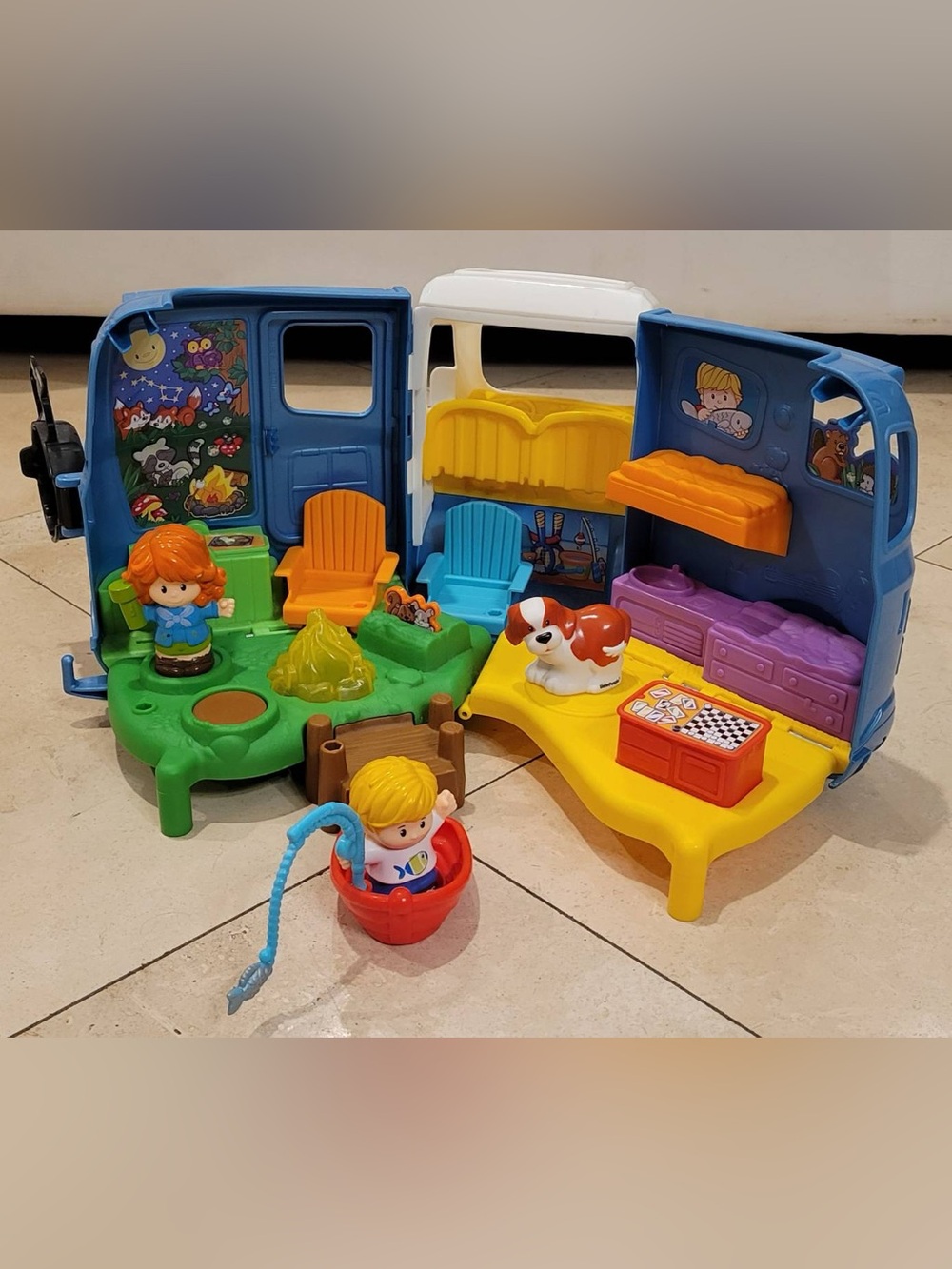 Fisher Price Little People Songs & Sounds Camping Camper Van Playset Complete